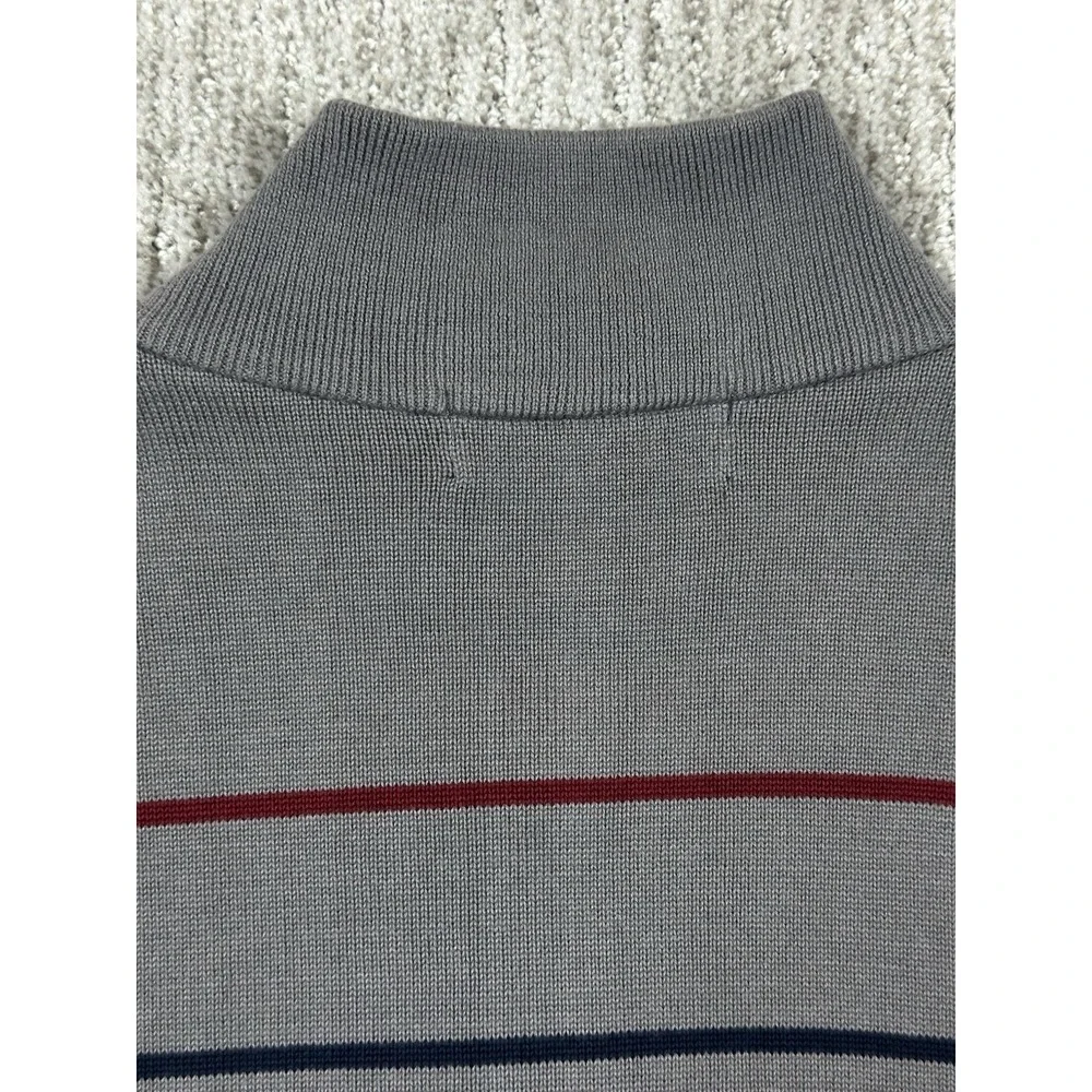 Peter Manning Sweater Mens 4X Gray Stripped 1/4 Zip Mock Neck Pullover Cotton